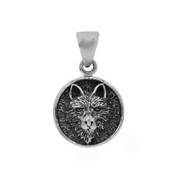 Sterling Silver 3D Wolf Head in Circle Pendant Sterling Silver 3D Wolf Head in Circle Pendant